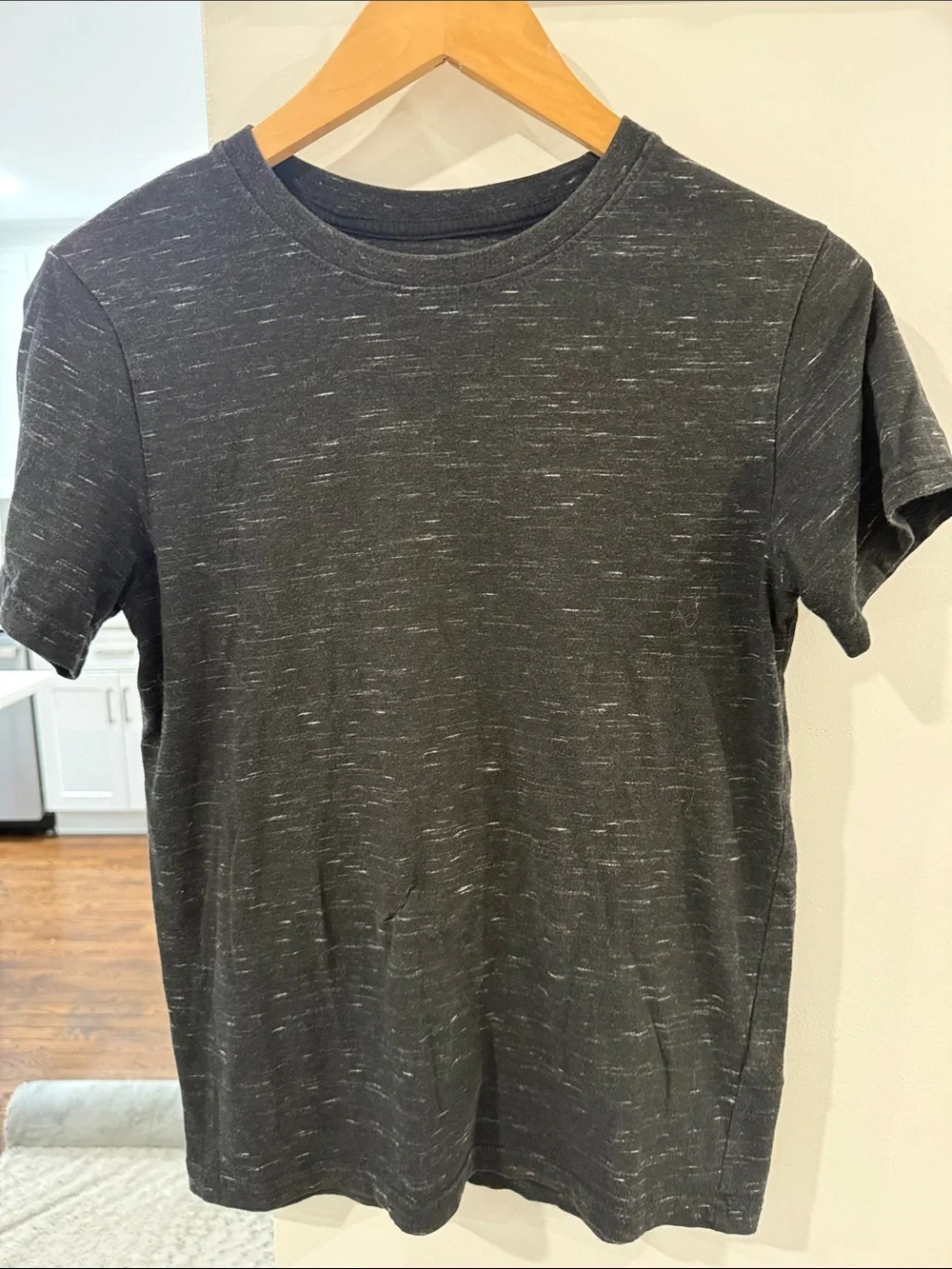 H&M Boys Black Heathered Short Sleeve Crew Tee